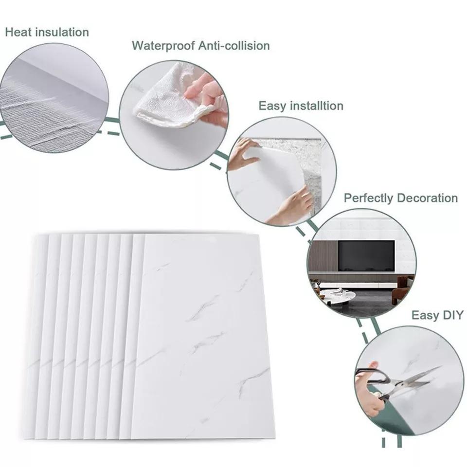 10 Stücke Badezimmer Wandpaneele PVC Verkleidung Dusche Nasswand Fliesen Marmoreffekt Dekor Fliesen Aufkleber Dekorativ