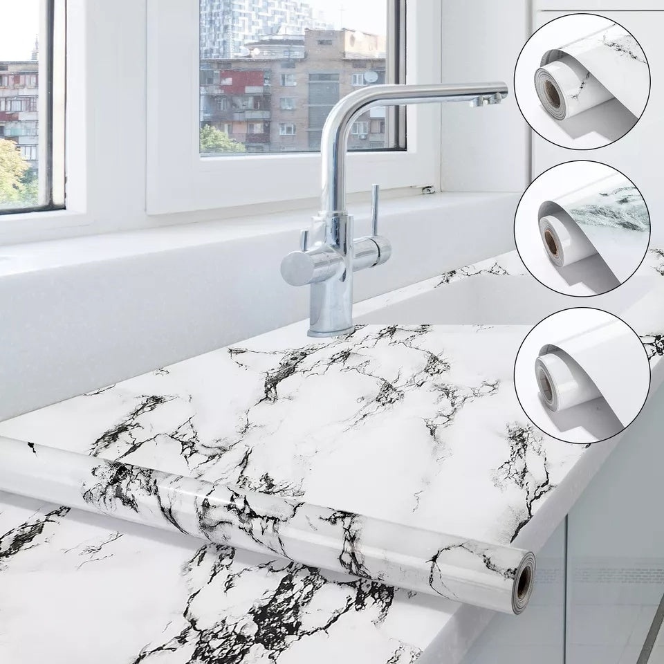 Rouleau de 10 m d'autocollants pour carrelage de cuisine. Autocollant en marbre pour décoration murale de salle de bain