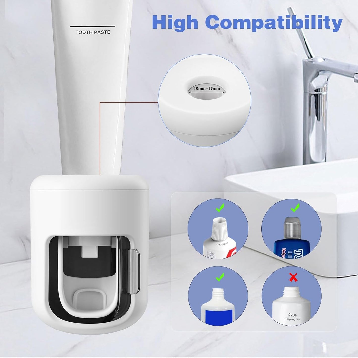 Toothpaste Dispenser Automatic toothpaste holder Kids Toothpaste Dispenser With Cover,dustproof,Waterproof,Wall Mounted toothpaste squeezer for Bathroom,Children,Adults Toothbrush Shelf