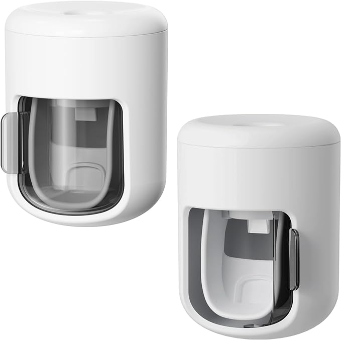 Toothpaste Dispenser Automatic toothpaste holder Kids Toothpaste Dispenser With Cover,dustproof,Waterproof,Wall Mounted toothpaste squeezer for Bathroom,Children,Adults Toothbrush Shelf