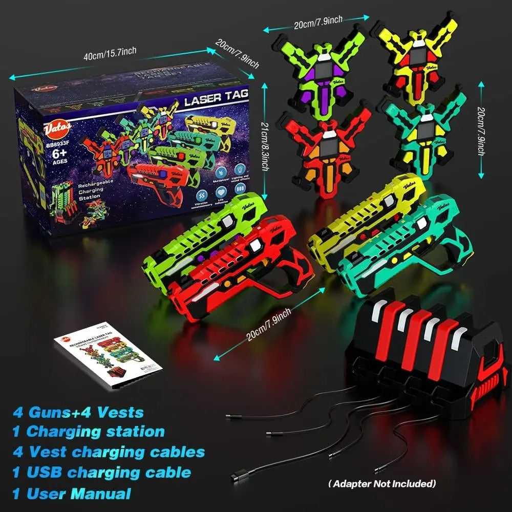 VATOS Upgrade Data Sync Laser Tag Guns Vests x4 Electric Infrared Guns Shooting Game Set Toy for Kids Teens Indoor Outdoor Games