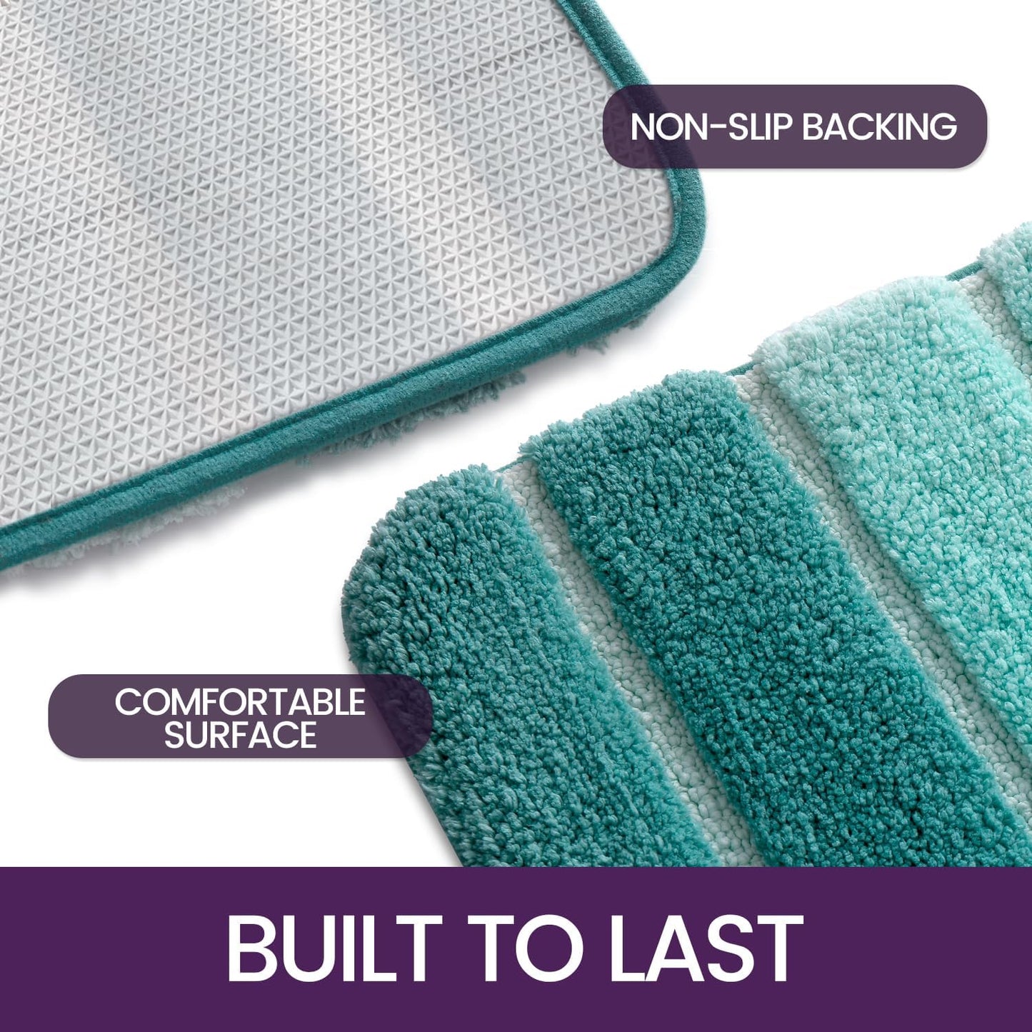 Bath Mat 50 x 80 cm Non-Slip Bathroom Mat Super Absorbent Water, Machine-Washable, Microfiber Absorbent Bathroom Floor Mat