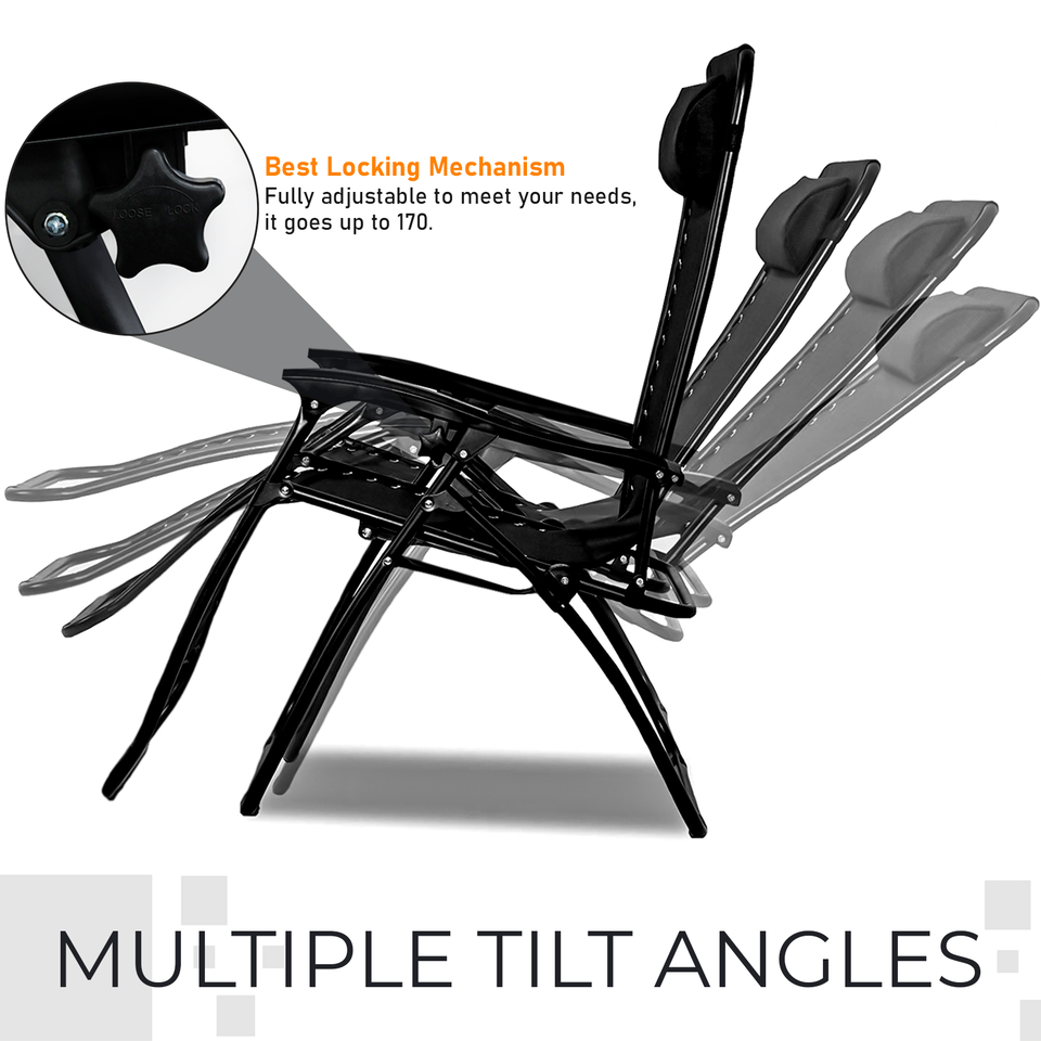 3 Piece Zero Gravity Reclining Garden Patio Deck Chair Sun Lounger & Table Set