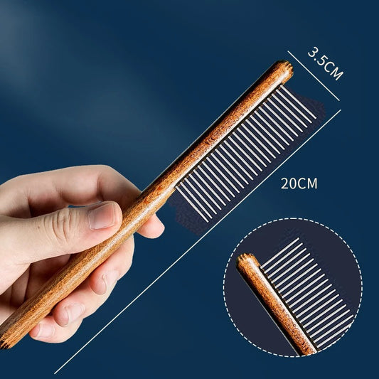 Cat Comb Stainless Steel Pet Hair Remover Wooden Handle Cat Hair Comb Pet Grooming Massage Dog Brush Cleaning Tool Pets Supplies