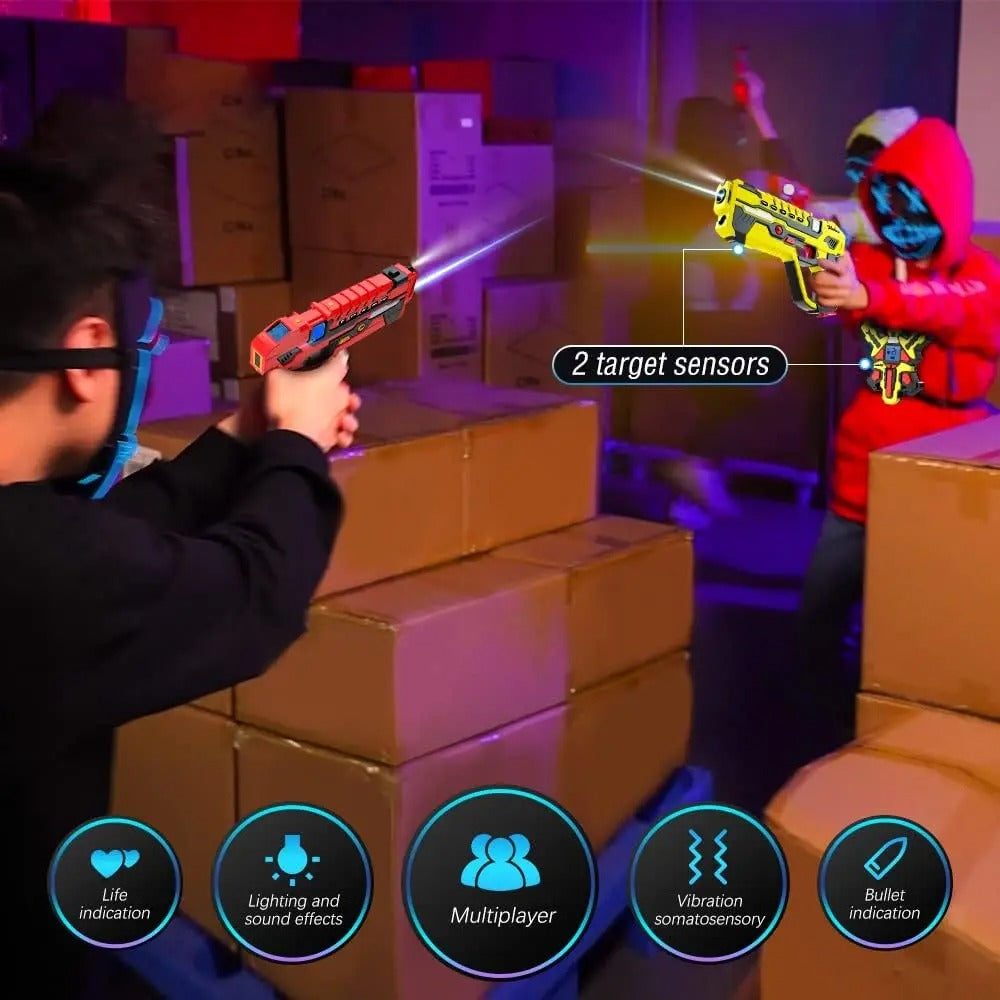 VATOS Upgrade Data Sync Laser Tag Guns Vests x4 Electric Infrared Guns Shooting Game Set Toy for Kids Teens Indoor Outdoor Games