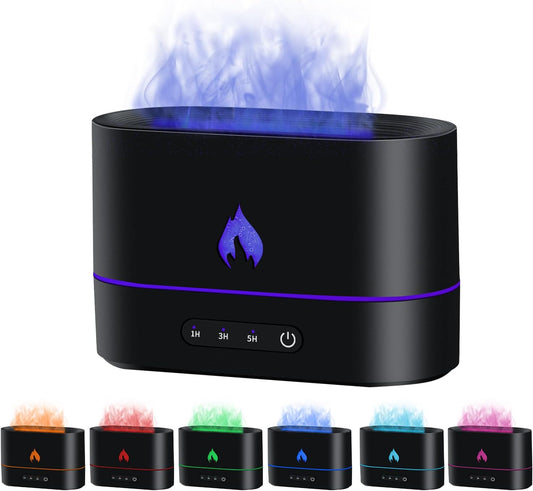 "Diffuseur d'arômes à flamme - Humidificateur d'huiles essentielles de 200 ml avec veilleuse à flamme 3D pour parfum de chambre, de maison et de bureau"