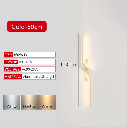 Modern Long Strip LED Wall Lamp – Remote Control Dimmable Wall Light for Living Room, Bedroom, Bedside & Home Interior Decoration