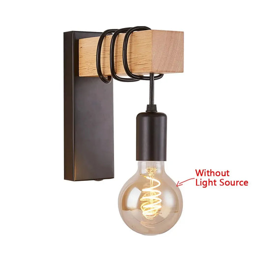 Retro Wood LED Wall Lamp E27 220V 110V Industrial Night Loft Light Fixtures Live Room Bedside Lamp Decor for Bathroom Restaurant