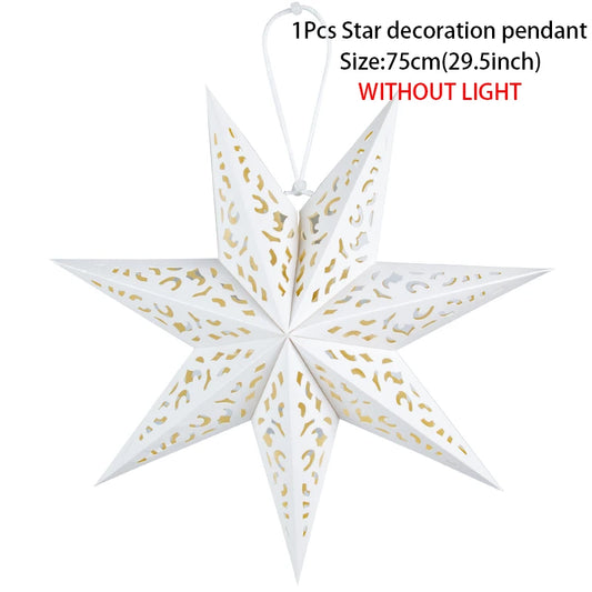 Hollow Star Pack of 4 Hanging Pendant Light Eid Mubarak Ramadan Kareem Decoration 2025 paper Lantern Islamic Muslim Party