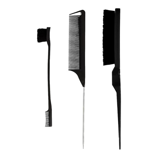 Ensemble de 3 peignes de coiffure, brosse à bords double face, brosse à cheveux taquine, peigne à queue de rat, brosse à cheveux à poils en plastique, brosse de contrôle des bords, pour la maison, les coiffeurs