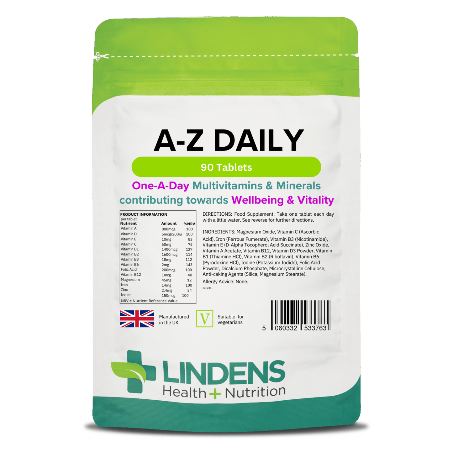 Basic Essentials Trio Bundle: Vitamin D3 5000IU, Iron 14mg, Multivitamins A-Z Daily