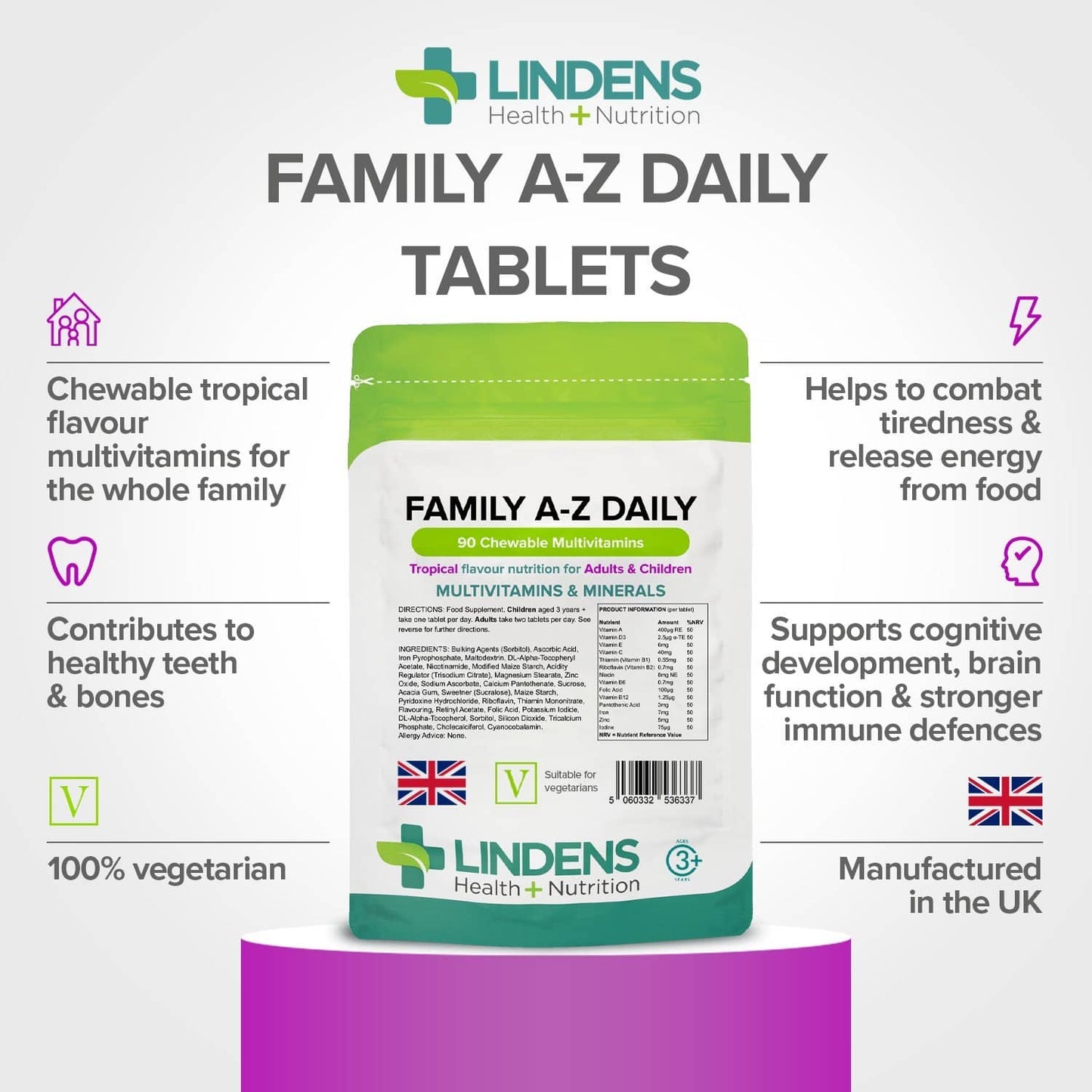 Family A-Z Daily Multivitamin Chewable Tablets 90 Pack 100% Vegetarian