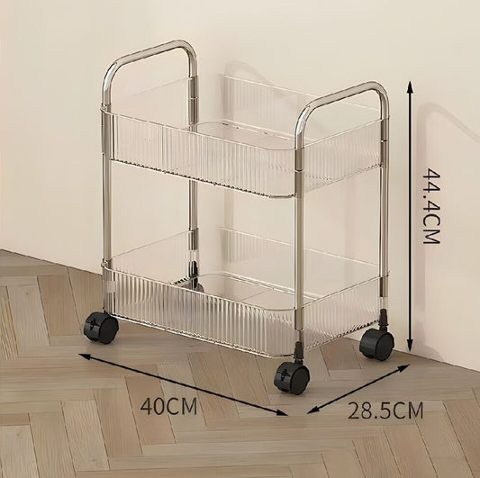 2 3 4 Tier Storage Trolley on Wheels Acrylic Shelf Cart Bathroom Rolling Rack