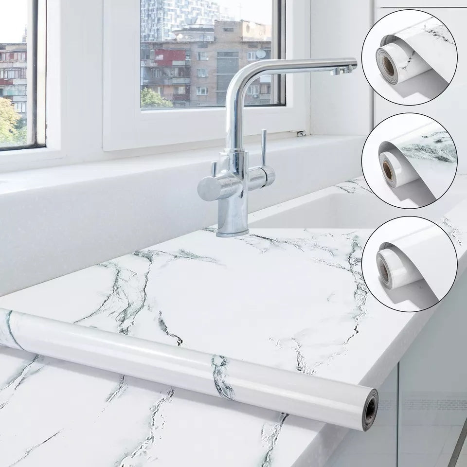 Rouleau de 10 m d'autocollants pour carrelage de cuisine. Autocollant en marbre pour décoration murale de salle de bain