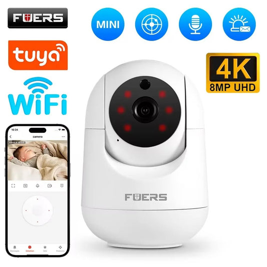 Fuers 4K 8MP WiFi IP Camera – Tuya Smart Home Indoor Cam, Auto-Tracking, CCTV Security & Baby Monitor