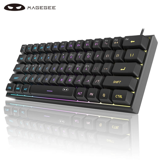 MageGee TS91 Mini 60% Gaming Keyboard – RGB Backlit, 61-Key Ultra-Compact, Ergonomic & Waterproof for Office & Gaming