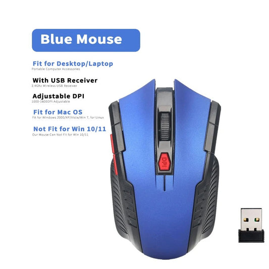 2.4GHz Wireless Gaming Mouse – Adjustable 1000-1600 DPI, USB Receiver, for MacBook Air/Pro & PC