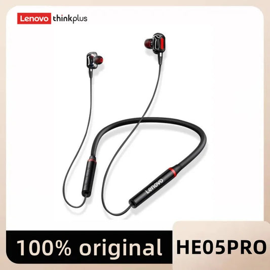 Lenovo HE05 Pro Wireless Earphones – Bluetooth 5.0 Neckband Headphones, Noise Canceling, Waterproof, with Mic for Sports