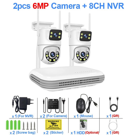 Smart Wireless CCTV System – 6MP WiFi IP Camera Kit with Dual-Lens, Audio, 8CH NVR | Home & Business Security