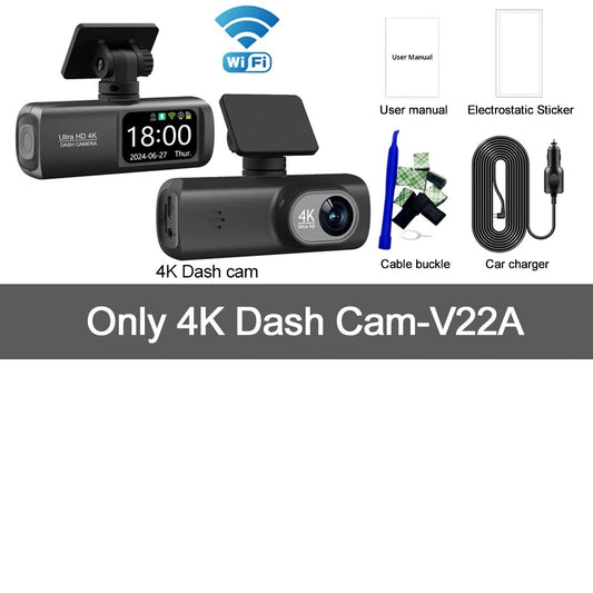Soam 4K+1080P Dual Dash Cam – Car Camera Recorder with GPS, WiFi, 24H Parking Monitor, Black Box DVR
