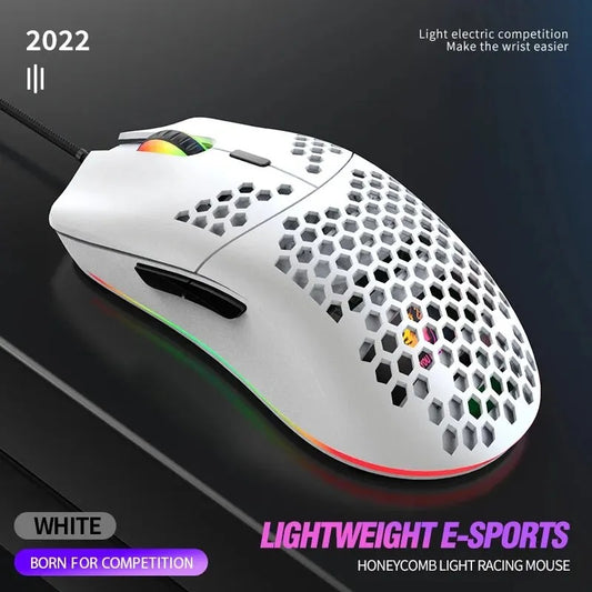 M1 Wired Lightweight Gaming Mouse – 69g Ultralight Honeycomb Shell, RGB Backlit, 6400 DPI, Ergonomic for PC, Mac & Laptop