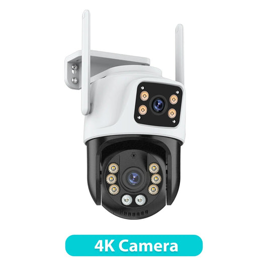 6K PTZ IP Camera Outdoor – 3-Lens WiFi Security Cam with Auto-Tracking, 4K Dual-Lens, iCSee CCTV
