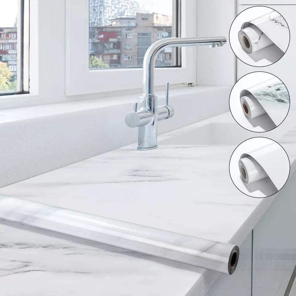 Rouleau de 10 m d'autocollants pour carrelage de cuisine. Autocollant en marbre pour décoration murale de salle de bain