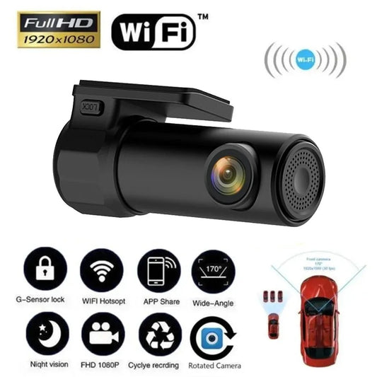 Smart WiFi Dash Cam – APP-Controlled Car DVR, 1080P HD Video Recorder, Night Vision, USB Power Supply