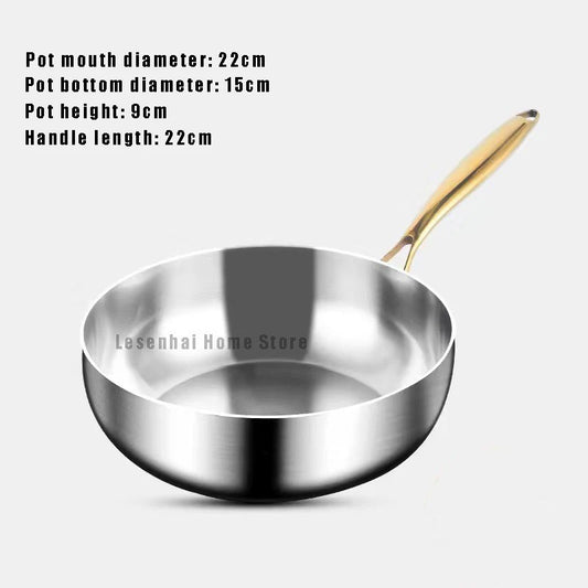 316 Stainless Steel Non-Stick Frying Pan – Deep Wok & Skillet for Gas & Induction Cooktops, Durable Kitchen Cookware