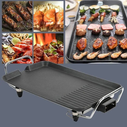 Electric Teppanyaki Grill Plate – Large Smokeless Tabletop BBQ for Kitchen, Parties & Camping