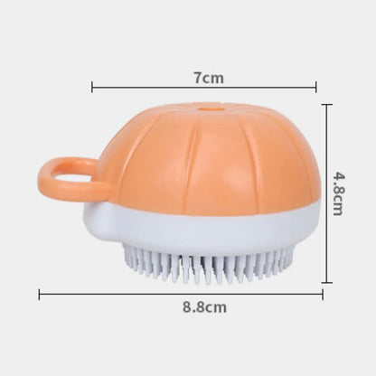 Dog Scrubber for Bath – Pumpkin-Shaped Pet Bath Brush with Soap &amp; Shampoo Dispenser, Soft Bristles for Cat &amp; Dog Massage Grooming