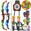 VATOS 2X Bow Arrow + Guns Toy For Kids LED Light Up Archery with Suction Cup Stand Target Dart Board Indoor Outdoor Game Toys