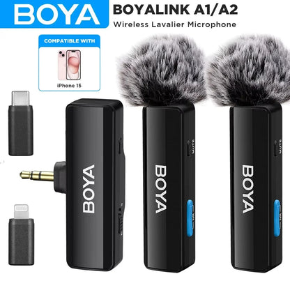 BOYA BOYALINK A Wireless Lavalier Microphone – Pro Clip-On Mic for iPhone 15/16, OPPO, Samsung, Xiaomi, GoPro & DSLR
