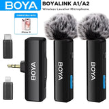 BOYA BOYALINK Ein kabelloses Lavaliermikrofon – Pro Clip-On-Mikrofon für iPhone 15/16, OPPO, Samsung, Xiaomi, GoPro und DSLR