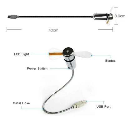 USB Clock Fan with Real-Time Display & Temperature – LED Night Light Gadget for Laptop & PC