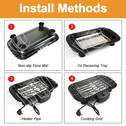 1500W Electric Smokeless Grill – Indoor BBQ with Large Capacity & Non-Stick Surface
