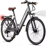 26” Step-Thru Electric Bicycle – Peak 750W Motor, 7-Speed Cityrun E-Bike