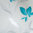 Silver Teal Floral Wallpaper – White Metallic Glitter Textured Roll by Erismann for Living Room & Bedroom Decor (10m)