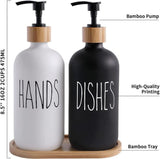 Lot de 2 distributeurs de savon en verre, bouteille distributrice de savon en verre avec pompe, distributeur de liquide rechargeable de 16 oz pour salle de bain, comptoir, cuisine, buanderie