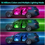 Éclairage intérieur de voiture à LED avec contrôle USB et APP | Cadeaux pour lui et elle | Accessoires de voiture pour hommes et femmes | Kits de décoration de bandes lumineuses 