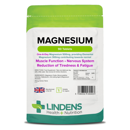 Lindens Health High-Potency Magnesium Tablets (MgO 500mg) for Muscle & Bone Health