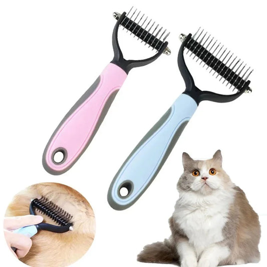 Pet Knot Comb &amp; Deshedding Brush – Hair Remover for Cats &amp; Dogs, Fur Knot Cutter, Puppy Grooming Shedding Tool