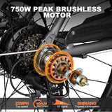 26” Step-Thru Electric Bicycle – Peak 750W Motor, 7-Speed Cityrun E-Bike
