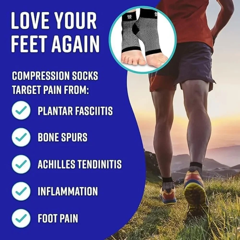 Plantar Fasciitis Compression Socks for Women & Men - Best Ankle Compression Sleeve Nano Brace for Everyday Use