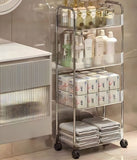 2 3 4 Tier Storage Trolley on Wheels Acrylic Shelf Cart Bathroom Rolling Rack