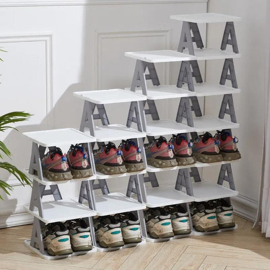 Étagère à chaussures empilable à plusieurs niveaux – Étagère de rangement légère et compacte