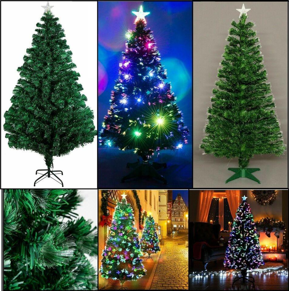 Pre-Lit Fiber Optic Christmas Tree – Color-Changing Lights, Green with Star, Festive Decoration