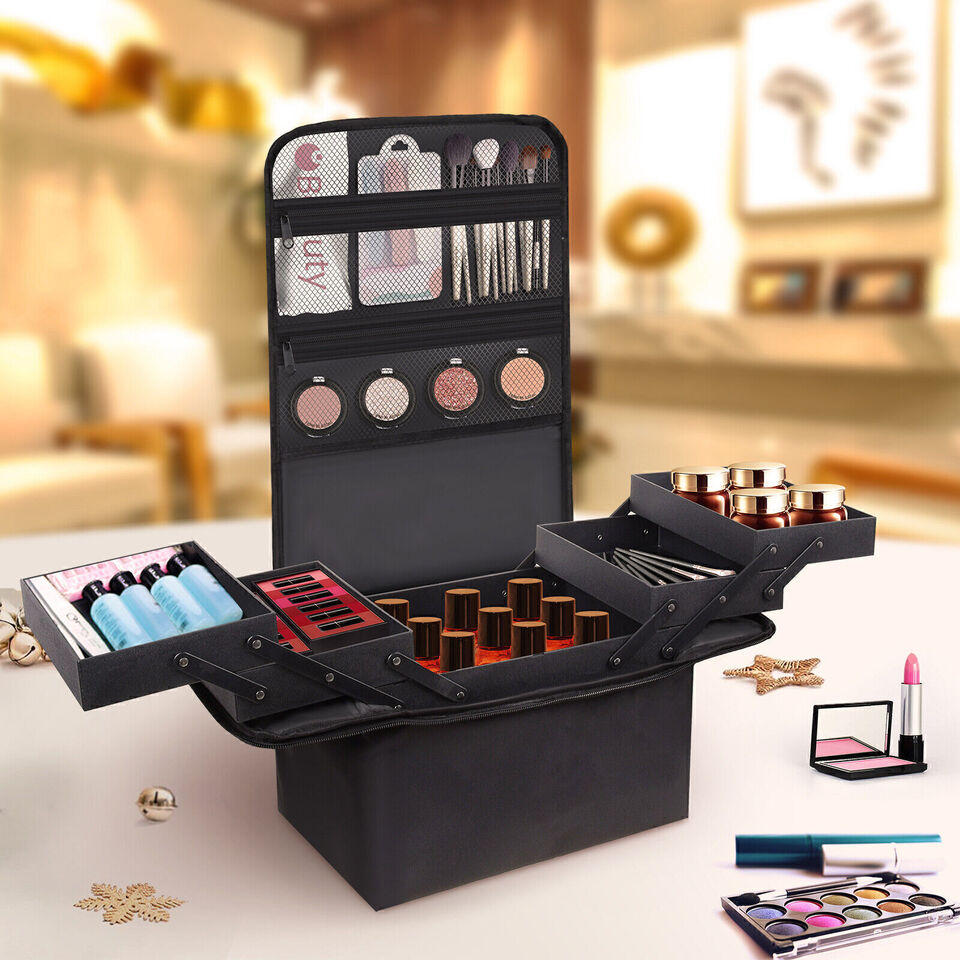 Extra Large Vanity Case Beauty Box Make up Jewelry Cosmetic Nail Storage Box UK