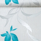 Silver Teal Floral Wallpaper – White Metallic Glitter Textured Roll by Erismann for Living Room & Bedroom Decor (10m)