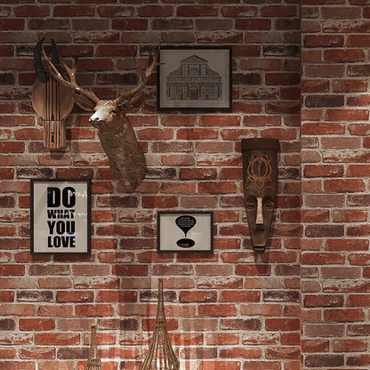 Papier peint texturé en pierre rustique effet brique vintage 3D réaliste rouge pour décoration d'intérieur